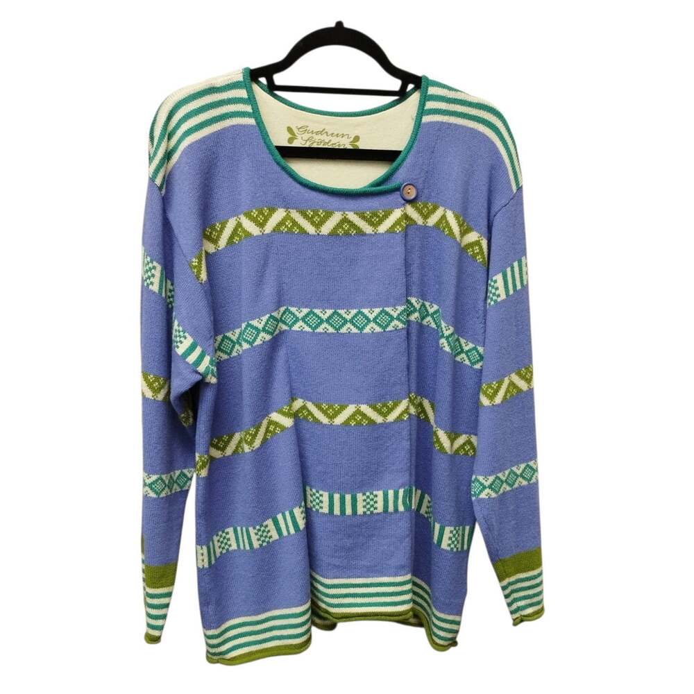 Gudrun Sjoden Organic Cotton Wool Blend Wrap Cardigan XL Artsy Eclectic Teacher